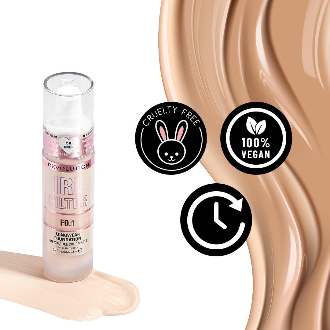 Revolution Beauty London, Longwear Foundation, Medium to Full Coverage, 23ml