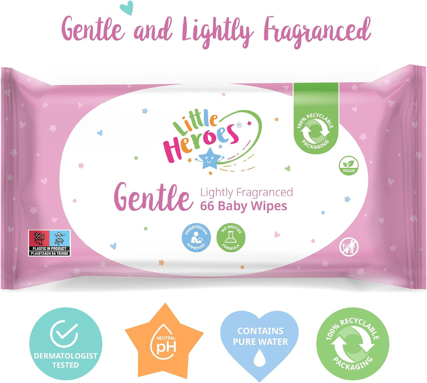 Little Heroes Baby Wet Wipes, Lightly Fragranced (12 packs, 92 wipes)