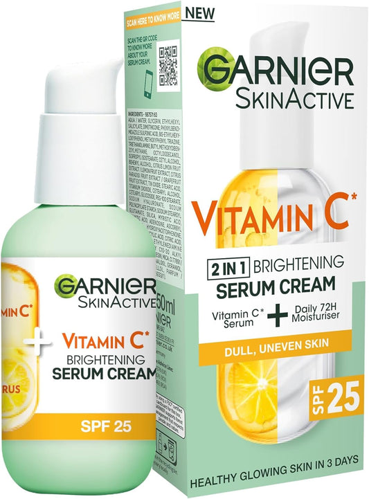 Garnier Vitamin C Serum Cream, 2in1 Formula With 20% Vitamin, 50ml