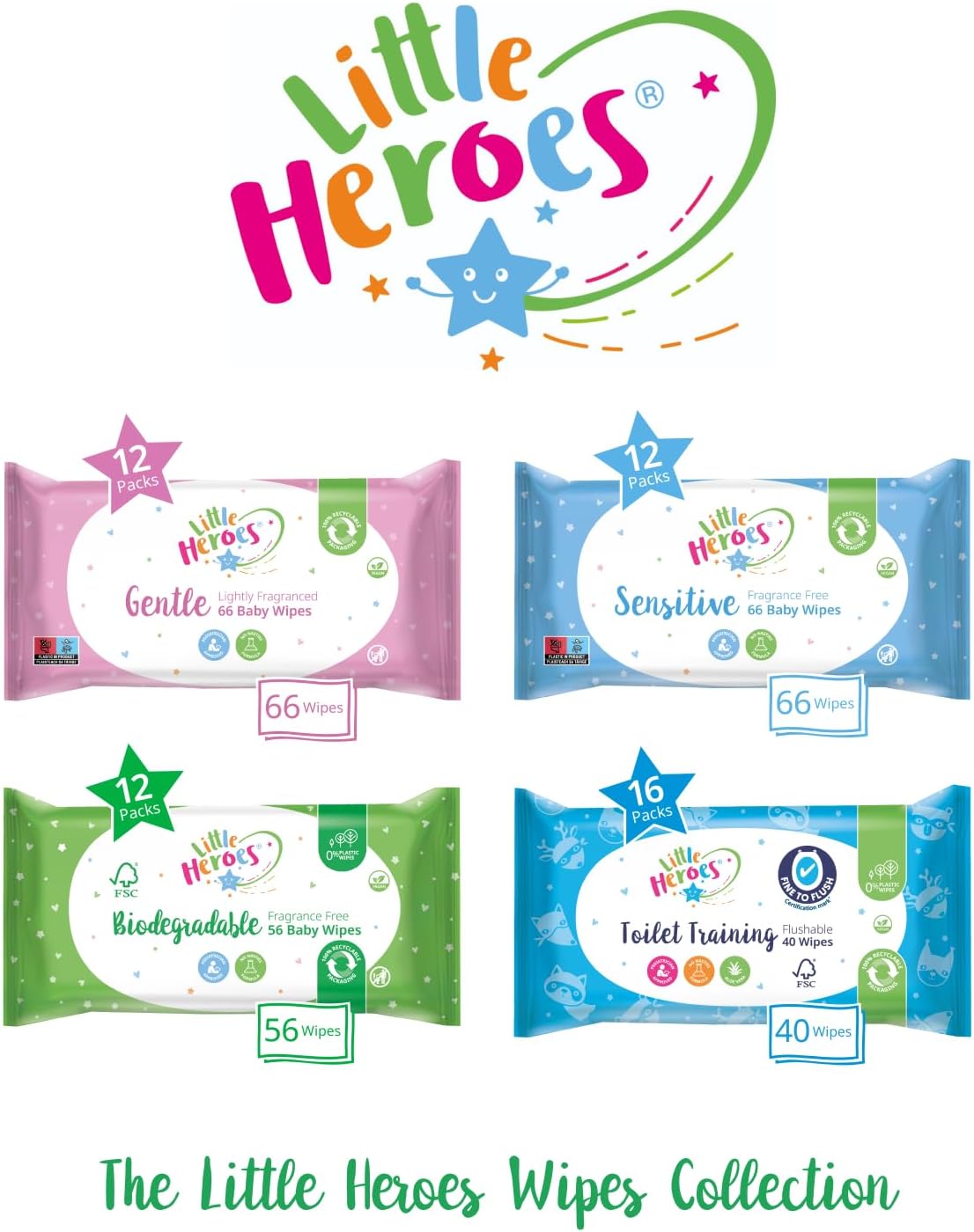 Little Heroes Baby Wet Wipes, Lightly Fragranced (12 packs, 92 wipes)