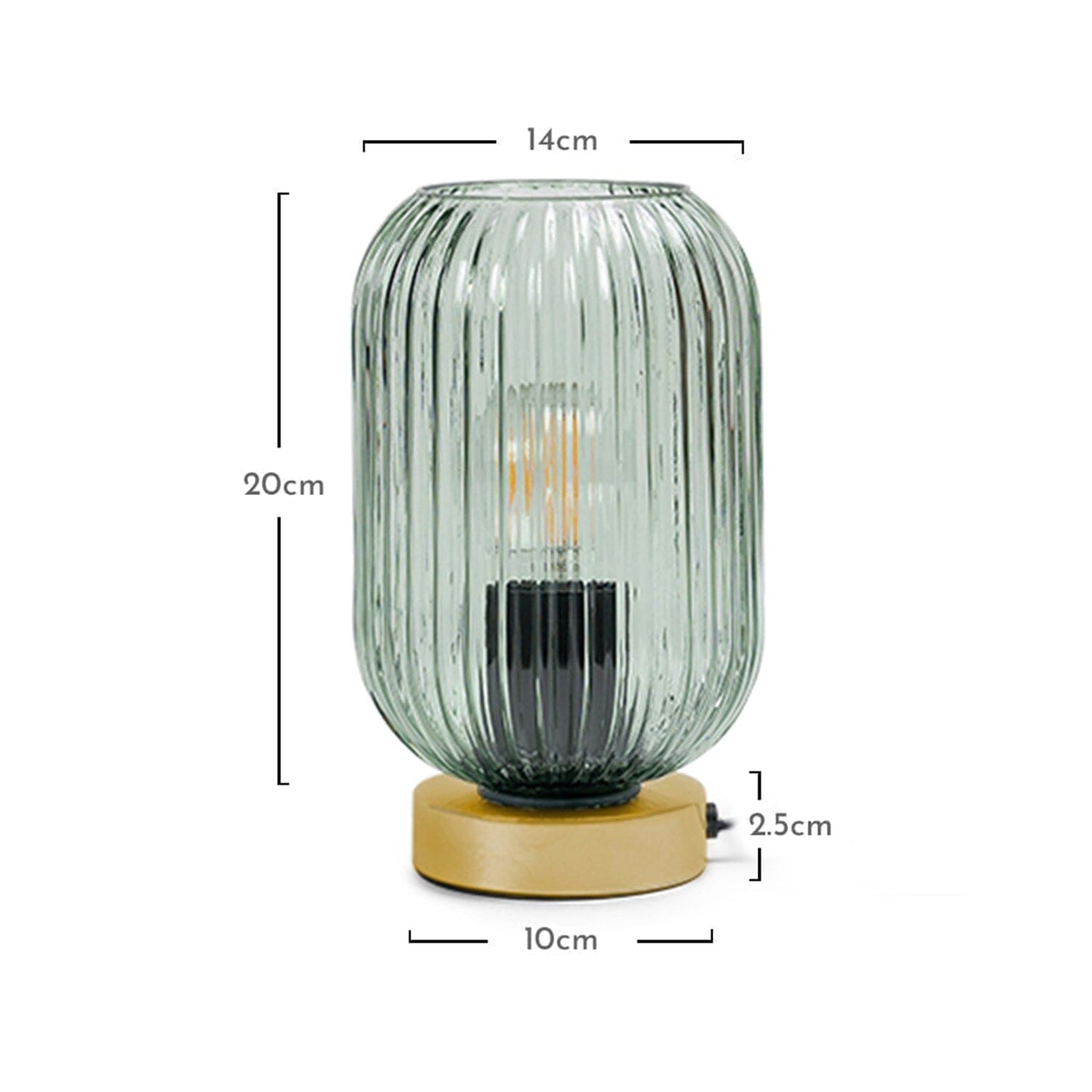 Elland 22.5cm Glass Table Lamp - Sage Green & Gold